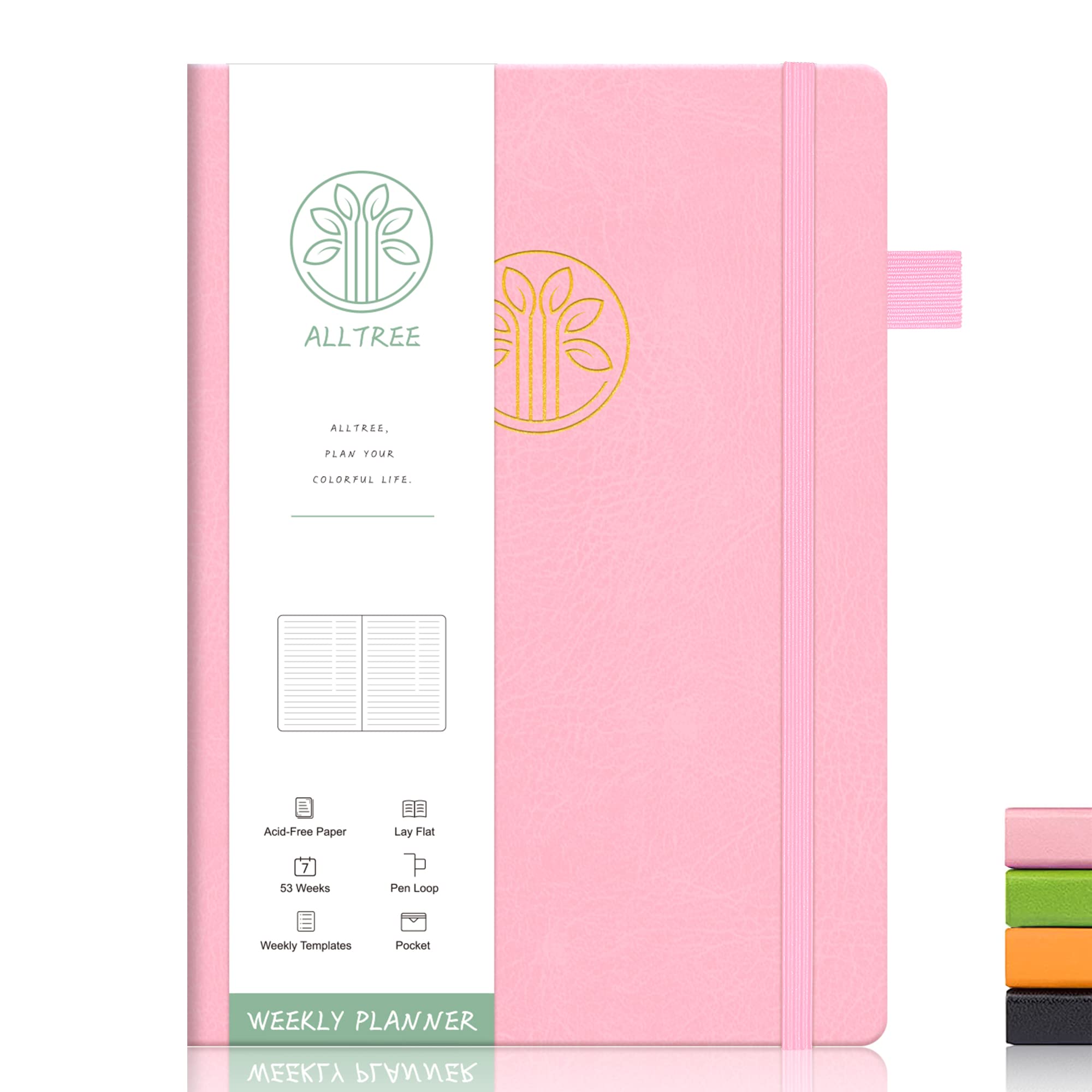 Undated Weekly Planner, Weekly Goals Notebook, ALLTREE Weekly To Do List Planner, Weekly Goal Planner with Habit Tracker, Weekly Organizer Planner, Appointment Organizer Notebook for Men & Women, Pocket, Pen Loop, 53 Weeks, Pink?5.5"x8.5"?