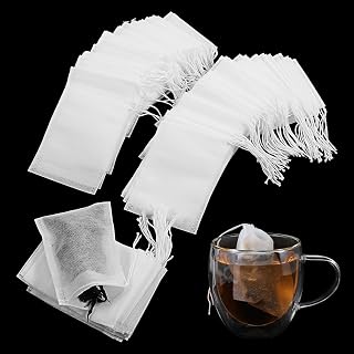 200PCS Tea Bags for Loose Leaf Tea, 3.54 X 2.75 Inch Empty Tea Bags with String, Teas Filter Bags, Disposable Teas Bag Suitable for Spices