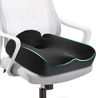 SKYNY Memory Foam Seat Cushion for Tailbone Pain Relief –Office Chair Cushion for Coccyx, Sciatica & Pressure Relief –Large Chair Cushions for Car Seat, Wheelchair, Bleacher – Washable Non-Slip Cover