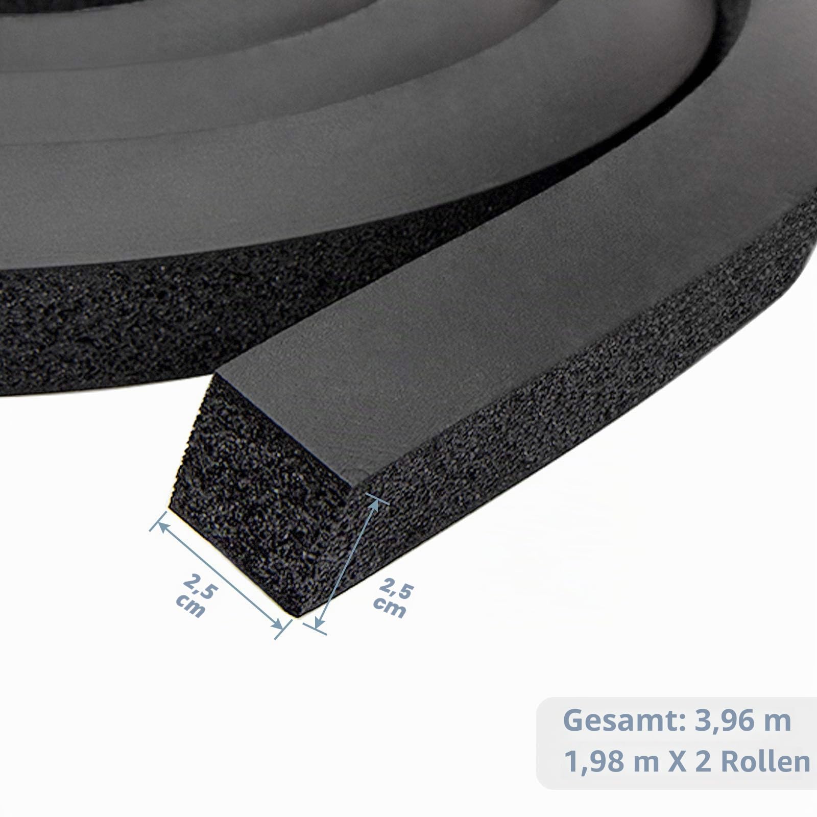 Fenster-Klimaanlagen-Schaumstoff-Isolierstreifen, kein Kleber, dicker Schaumstoff, Wetterdichtungsband mit hoher Widerstandsfähigkeit (2,5 x 2,5 cm, schwarz)