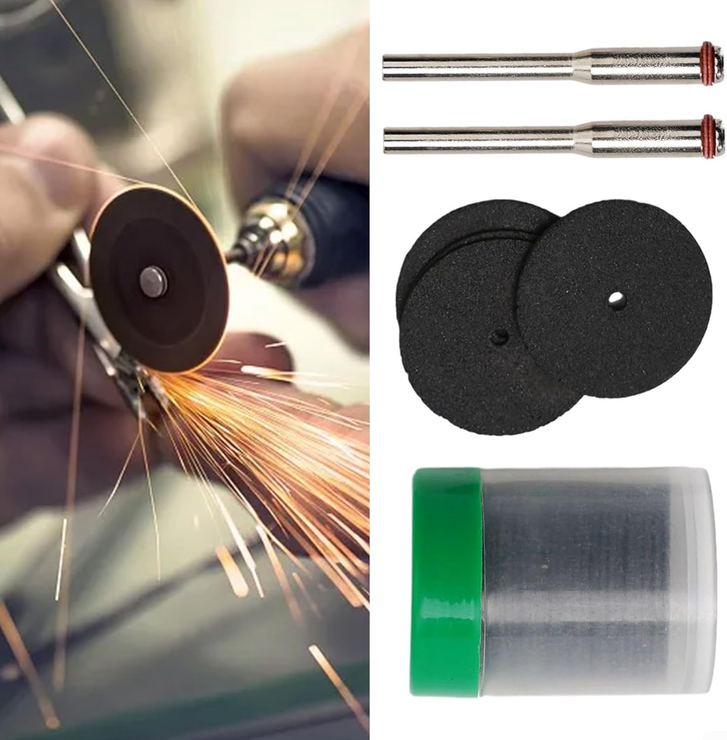 38Pcs 24mm Cutting Discs with 3mm Shank, Resin Grinding Wheels Rotary Tool, Circular Saw Wood Fiber, 2mm Hole