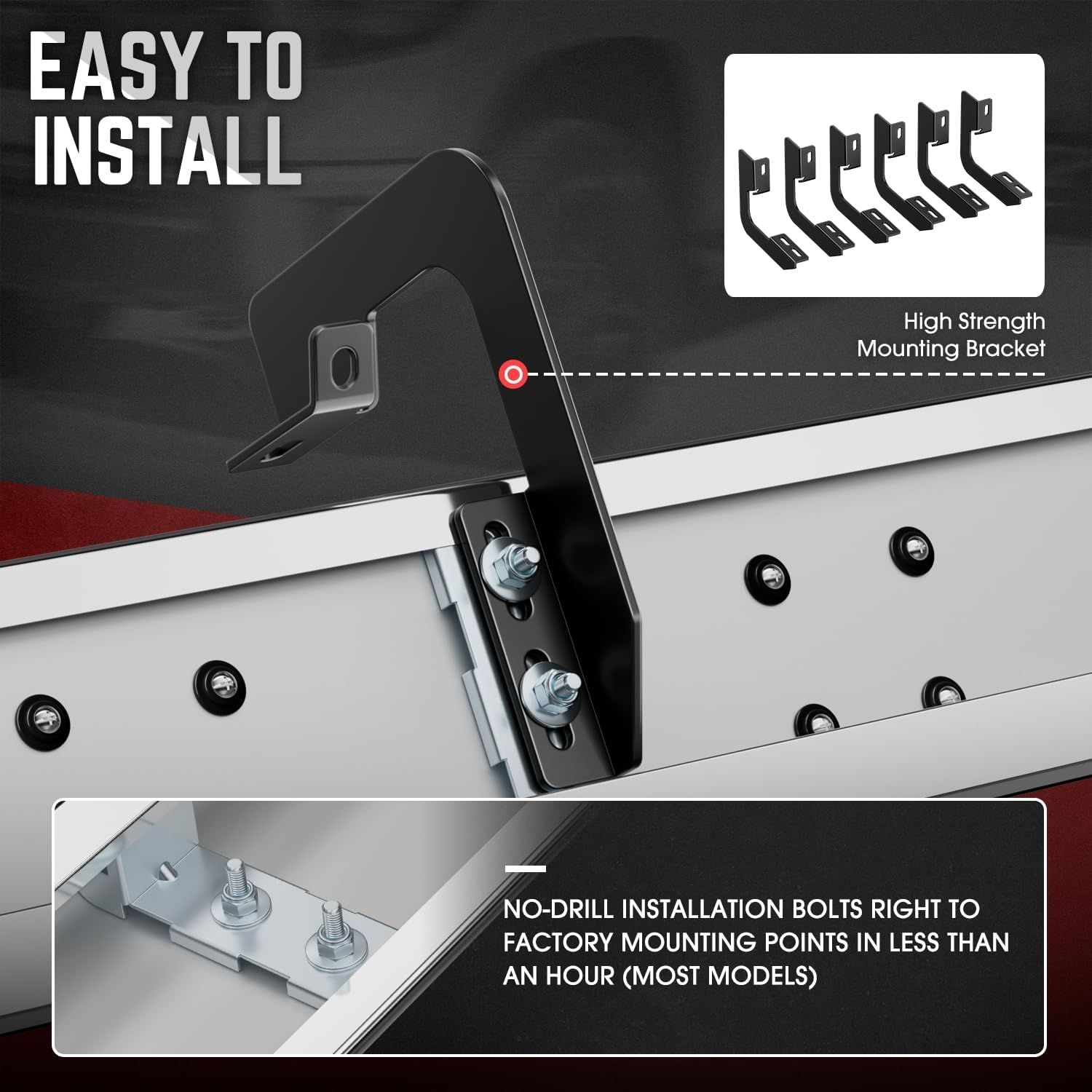 DNA Motoring 6.5" Flat Running Boards Side Step Nerf Rails Bars Compatible with 2004-2014 Ford F150, 2006-2008 Mark LT, Fits Crew Cab Models, STEPB-U-F15004-T1-C