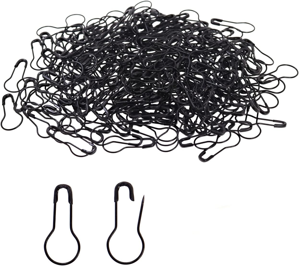 DBOO 250pcs Safety Pin Clothing Tag Pins Bulb Pin Metal Gourd Pin Calabash Pin for Hand Sewing DIY Crafts Home Accessories (Black)