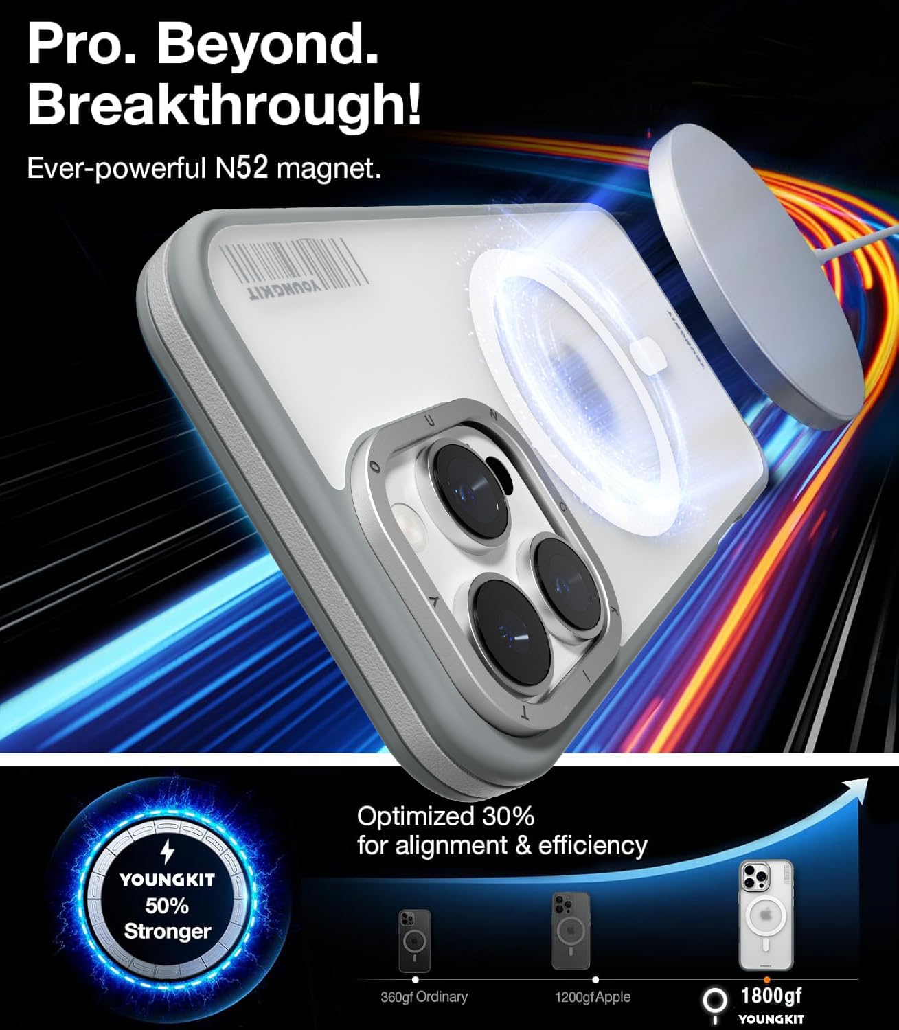 YOUNGKIT Cover for Phone 16 Pro, Suitable for MagSafe Ultra Thin Magnetic Silicone Case, Fingerprint and Scratch Resistant - Image 3