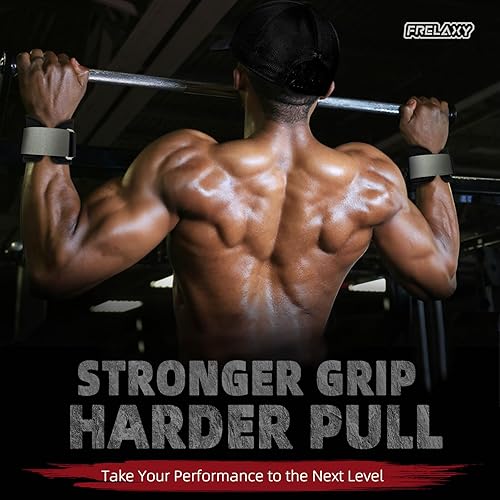 Miniatura 7 de Frelaxy Correas de levantamiento de muñecas, empuñaduras de goma para levantamiento de pesas con palma antideslizante y muñequeras, soporte para
