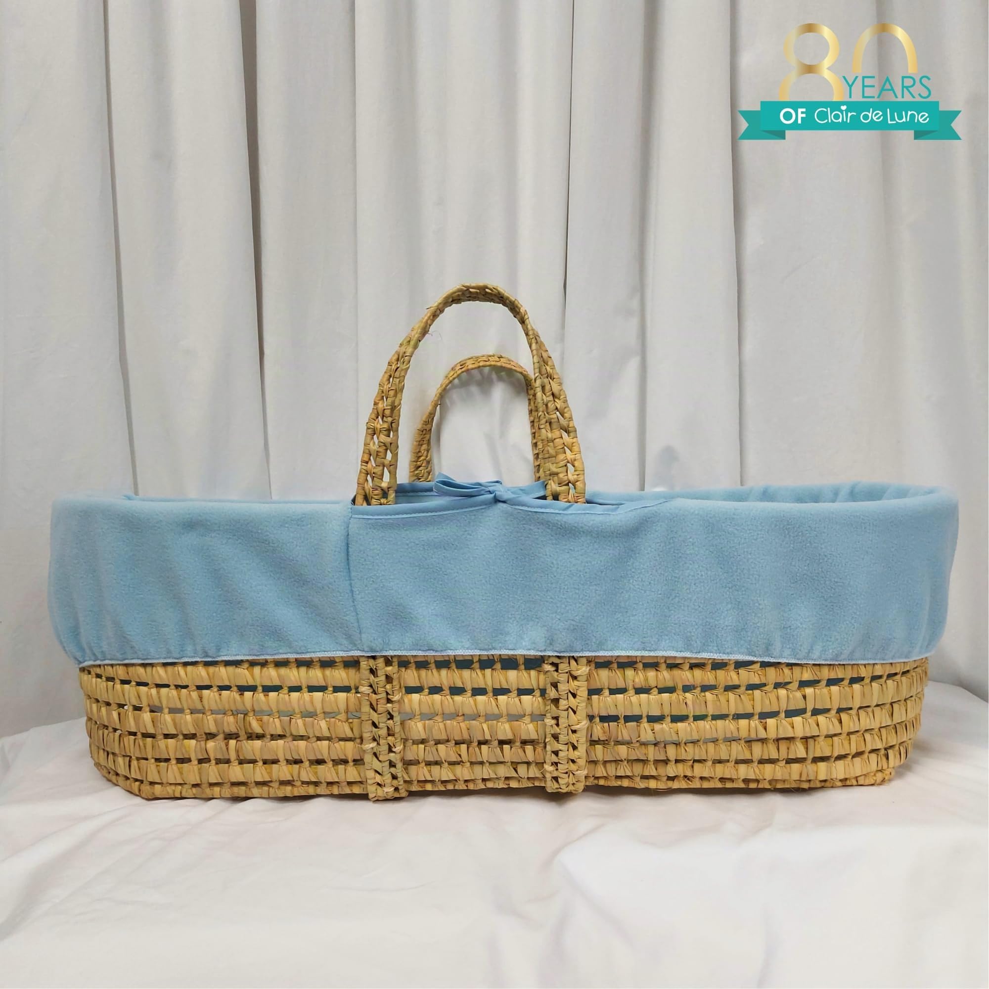 Clair de Lune Doublure polaire, pansement pour Moïse, panier en osier (bleu)