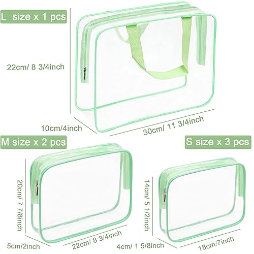 Miniatura 5 de APREUTY Bolsas de maquillaje transparentes, aprobadas por la TSA, juego de 6 bolsas de maquillaje cosmético de PVC transparente con asa de
