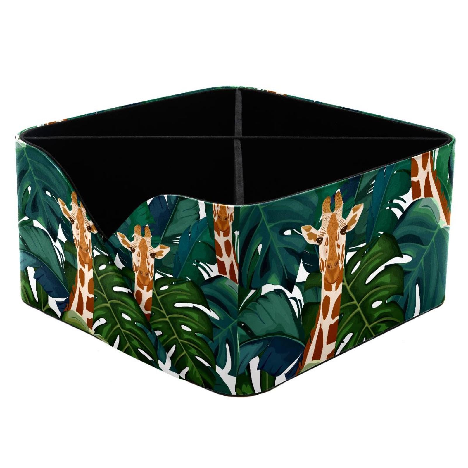 KengjuTesu Palm Tree Giraffe Summer Pattern Desktop Organizer Pen Holder, Rectangular Pencil Cup for Office, Study and Makeup Stations