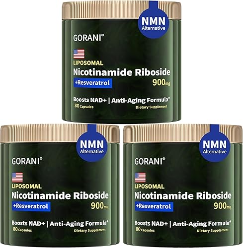Gorani Suplemento NAD+ 900MG, ribósido de nicotinamida, resveratrol liposomal, quercetina (3)