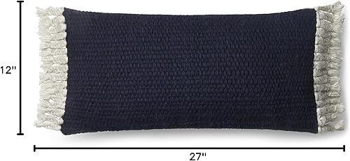 Miniatura 2 de Loloi p0615funda de cojín con relleno de poliéster, 12" x 27", azul marino