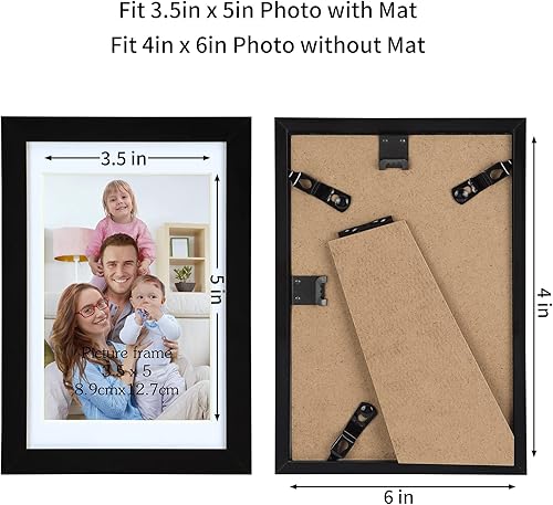 Miniatura 5 de Giftgarden Juego de 10 portarretratos de 4 x 6, mate a fotos de 3.5 x 5 con paspartú o fotos de 6 x 4 sin paspartú, marcos negros múltiples para