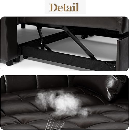 Miniatura 6 de LEVNARY Sofá cama convertible pequeño de terciopelo, sofá cama extraíble multifuncional 3 en 1, sofá cama tapizado, sofá biplaza con respaldo