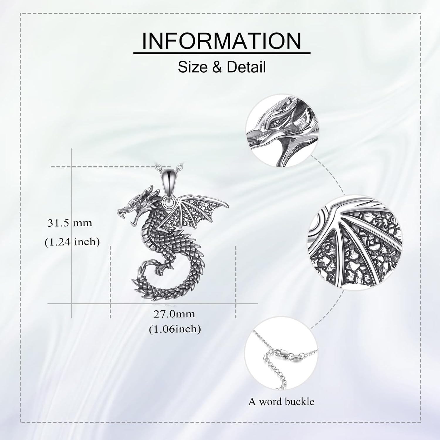 Dragon Necklace 925 Sterling Silver Dragon Pendant Necklace for Women Men Jewelry Gifts - Image 3