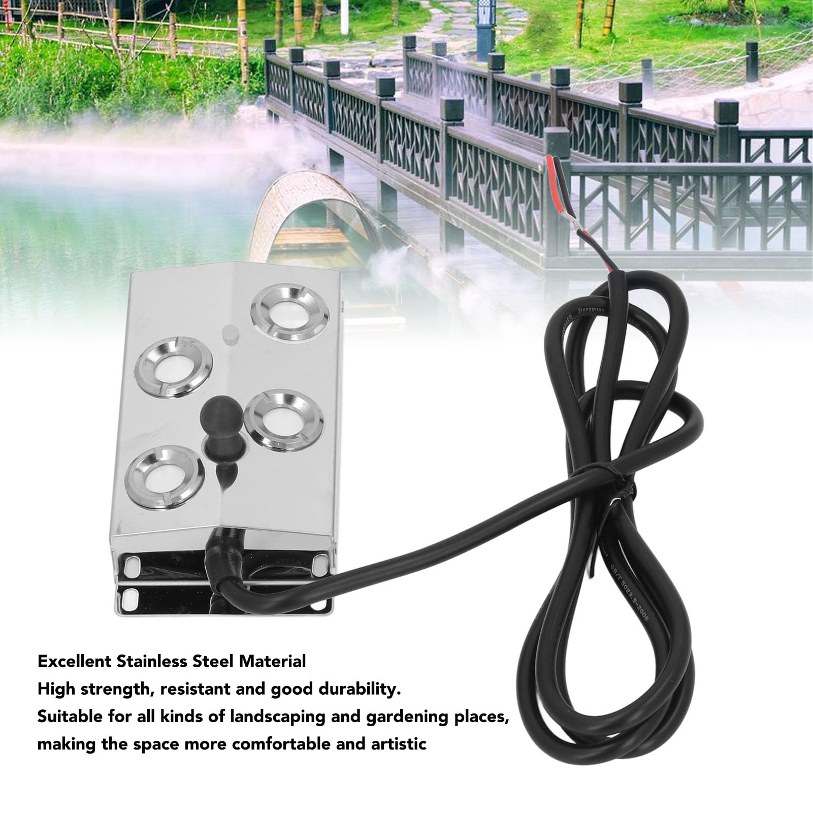 JAOCDOEN Ultrasonic Fogger Ultrasonic Mist Maker 4 Heads 1.5m Cable Length DC45-48V Ultrasonic Mist Maker Fogger