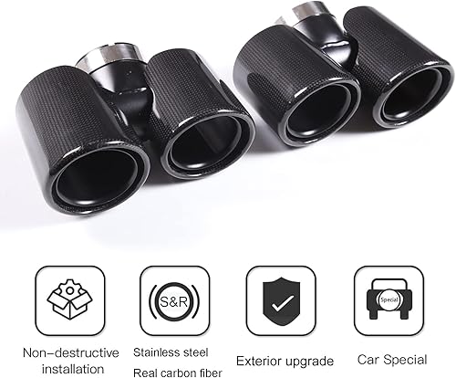 Miniatura 3 de PIUGILH Tubo de escape de fibra de carbono real trasero y acero inoxidable para Land Rover Defender 90 110 2020-2023 doble punta de escape pulida,