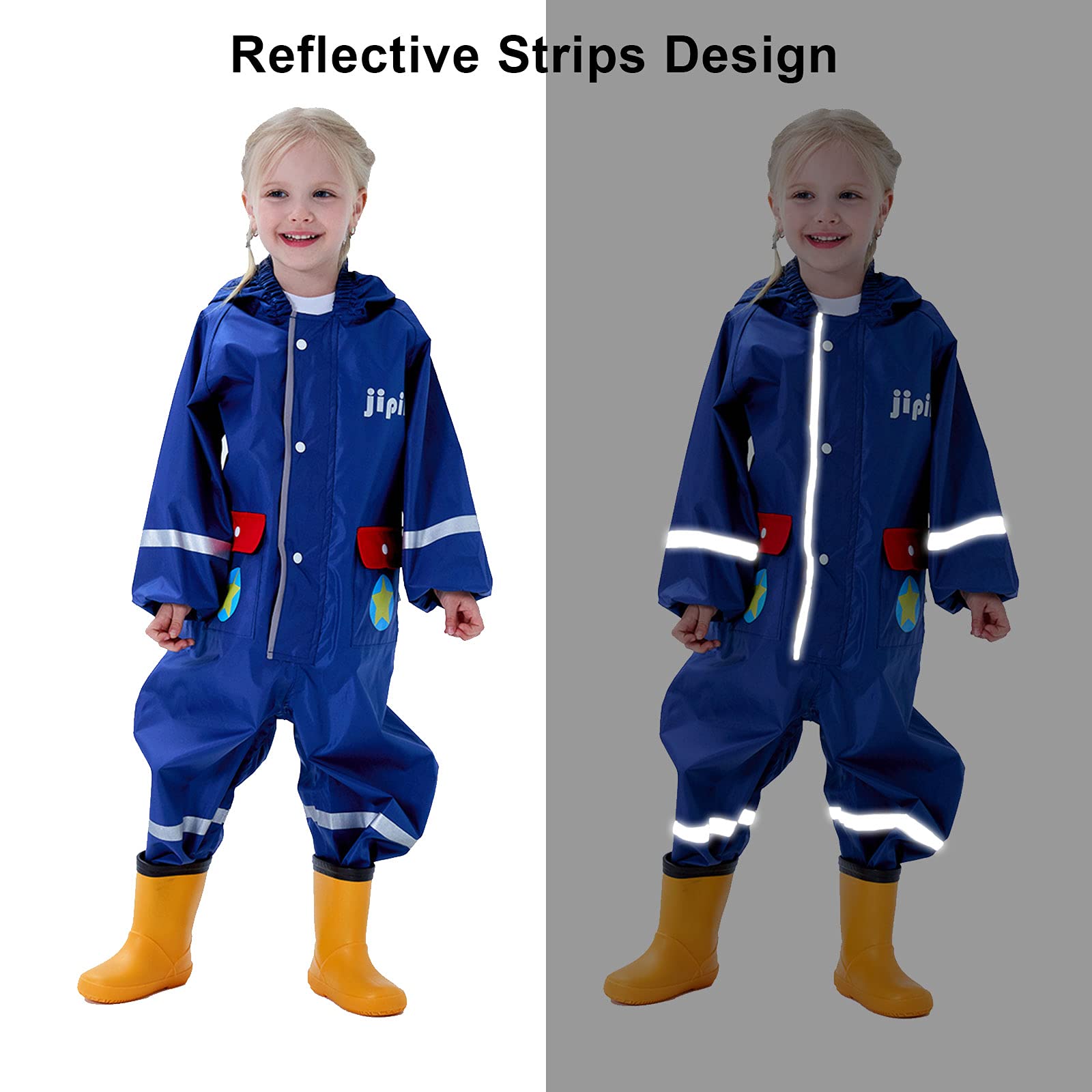 Imperméable á Capuche Enfants Combinaison de Pluie Poncho Léger Long Réfléchissant Randonnée Running Sport Vélo Manteaux de Pluie Animal Imprimé Unisexe Filles Garçons 1 2 3 4 5 6 7 8 Ans