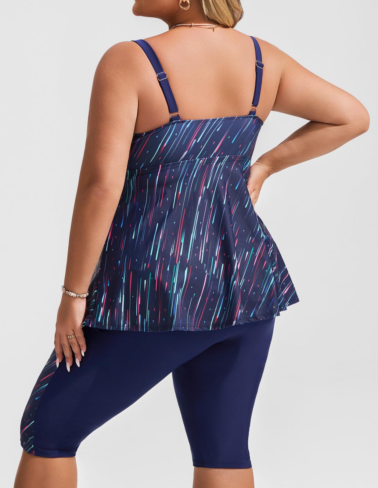 Hanna Nikole Tankini Costume da Bagno da Donna di Grandi Dimensioni Push Up Tankini Set in Due Pezzi Costume da Bagno Estivo a Vita Alta con Controllo della Pancia con Pantaloncini da Bagno