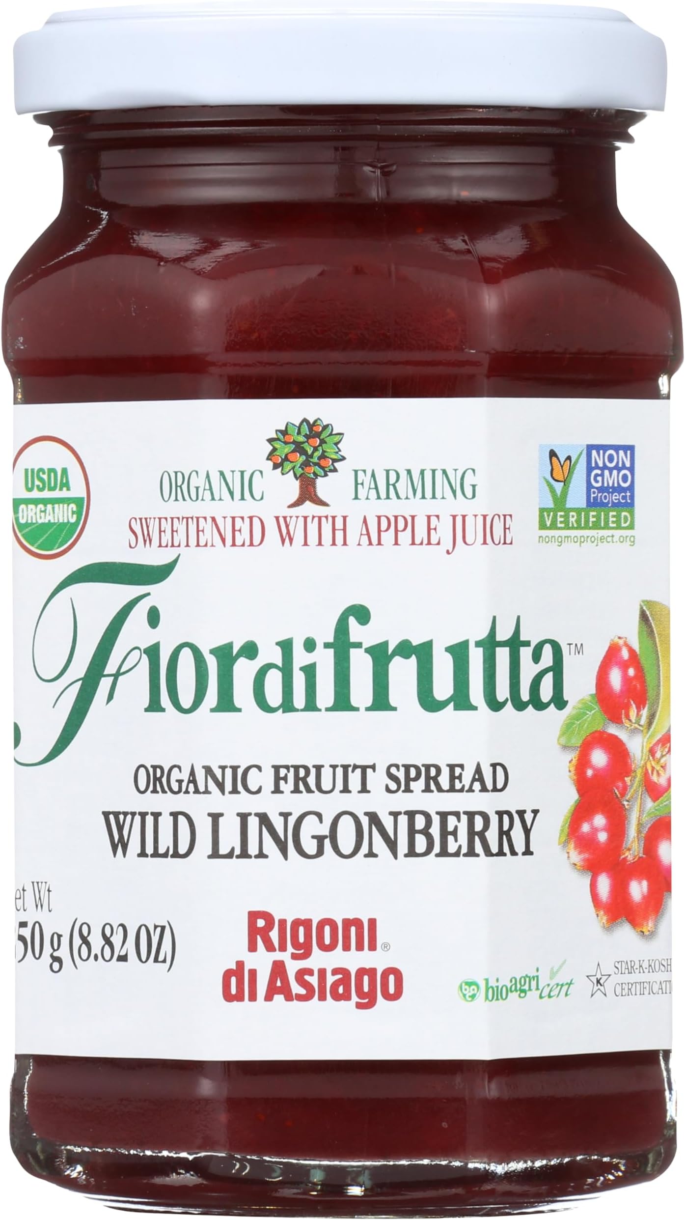 Fior Di Frutta, Fruit Spread Wild Lingonberry Organic, 8.82 Ounce