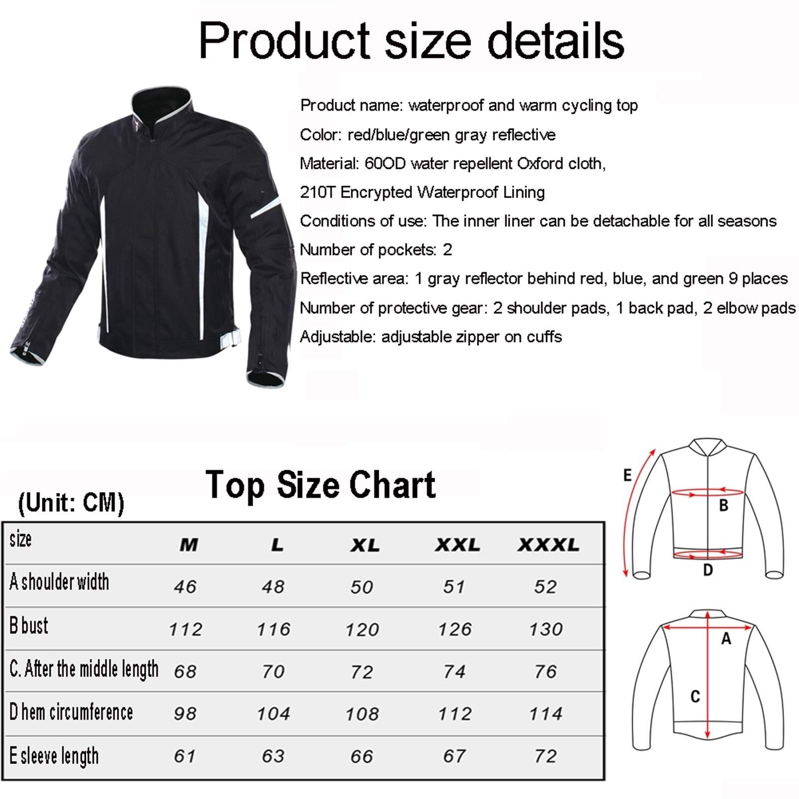 Chaqueta De Moto Anti-caída Chaqueta De Montar A Caballo para Hombre con Forro Aislante De Algodón Y Desmontable 5 Engranajes Protectores Extraíbles para Proteger Su Seguridad Al Conducir