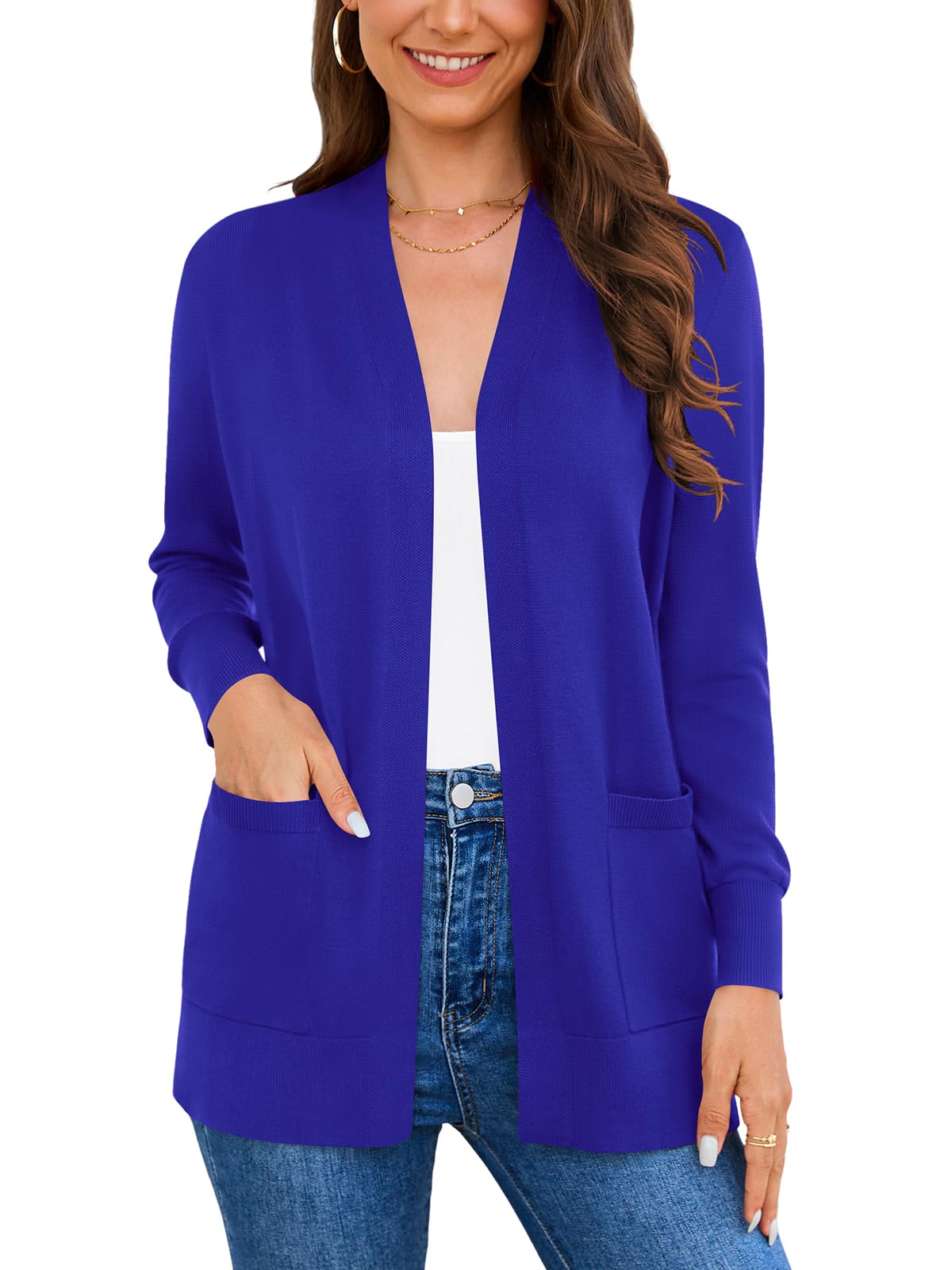 Wiwclo Veryoung Women Vests Fashion Casual Sleeveless Cardigan Sweaters Soft Knit Dressy Ladies Sweater Vest with Pockets