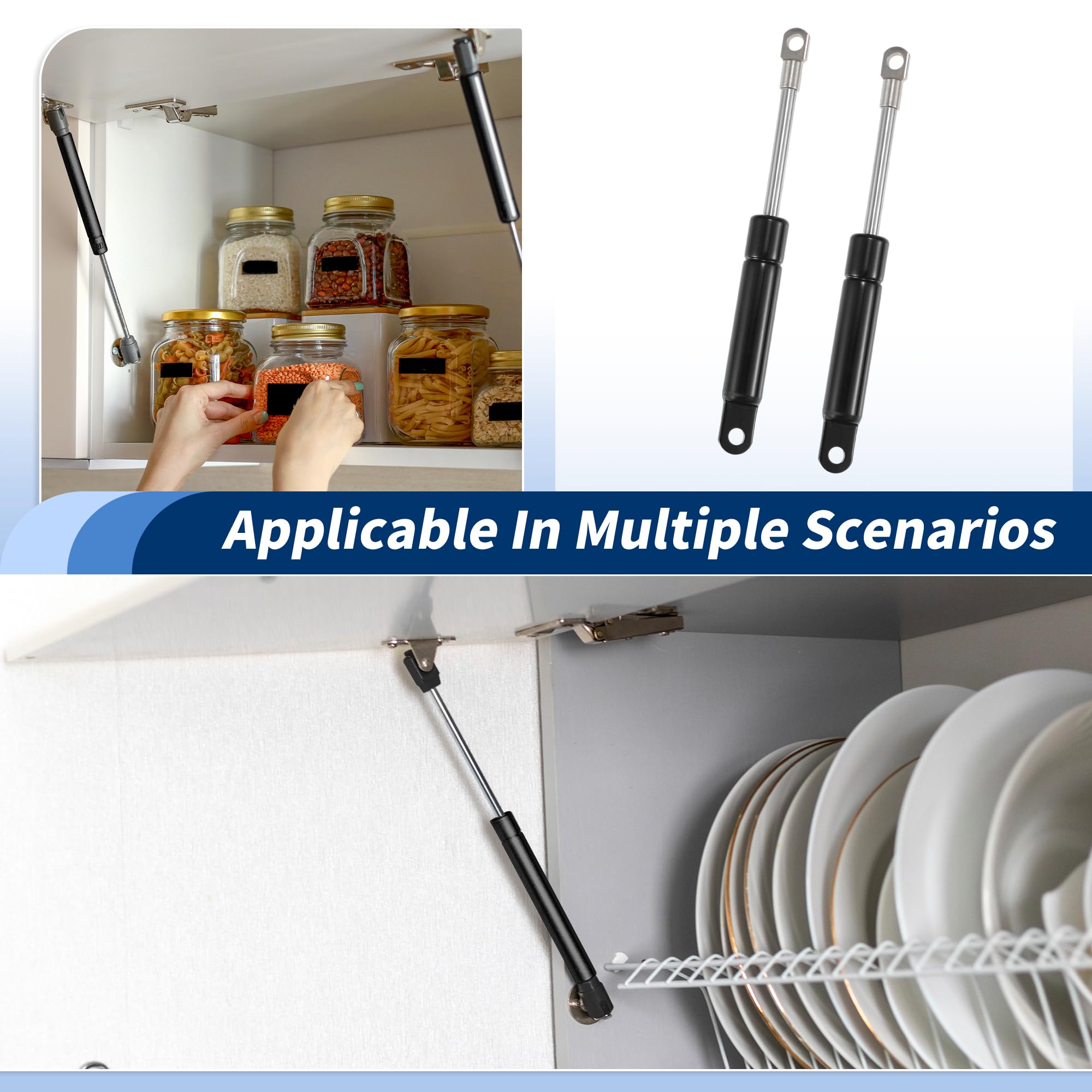 2 Unidades de Soporte de Elevación de 6 Pulgadas y 65 lb/289N Negro, Amortiguador Universal de Resorte de Gas para Ventanas de Caravanas Coches Camiones Barcos Autopartes