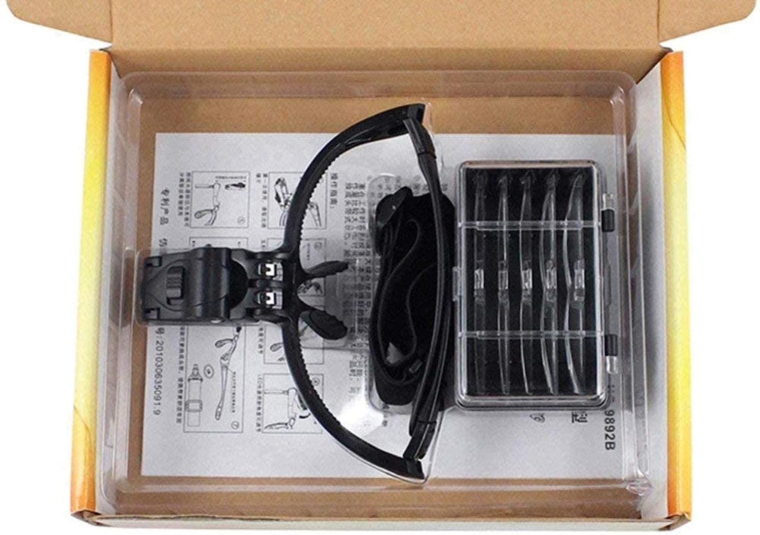 Kopfvergrößerungsbrille, Freihändig, Mit Led-Lampe, 5 Hd-Linsen (1X, 1,5X, 2X, 2,5X, 3,5X), Lesebrille, Für Zeitungen, Löten, Handarbeiten, Reparaturen Und Wartungsarbeiten.