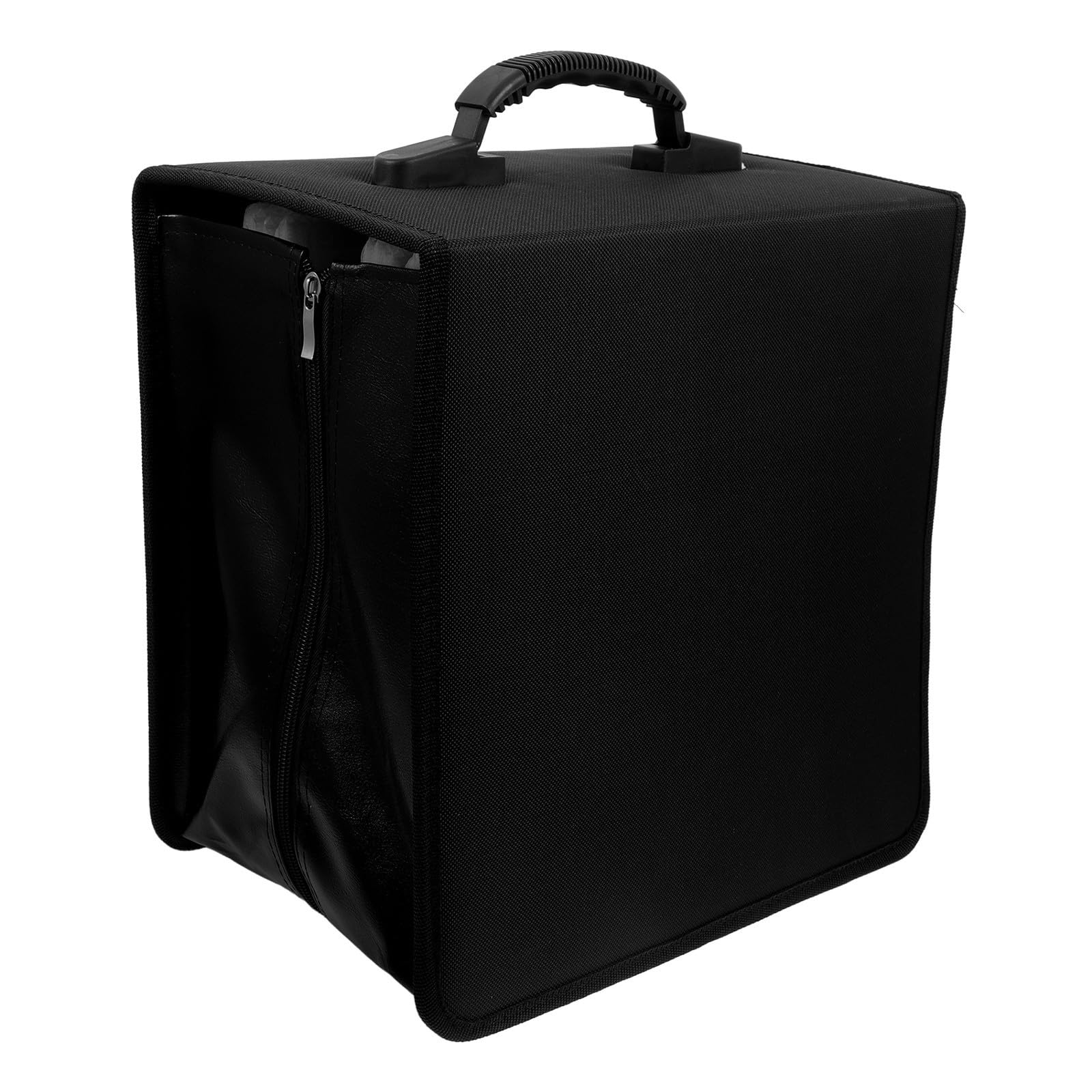 PartyKindom Bolsa para CD de 500 Discos en Pu Negro con Asa Portátil y Diseño Elegante para Almacenamiento y Protección en Casa y Viajes