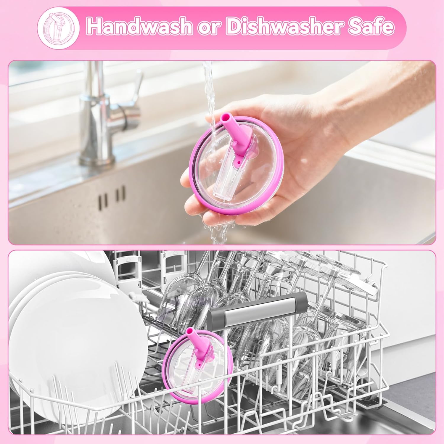 40oz Flip Straw Lid for HydroJug Traveler, Leak Proof Top Cap Replacement for HydroJug Tumbler, BPA-Free Dishwasher Safe Leak Resistant Cap with 4 Straws, Lids Accessories for Hydro Jug, Purple*2 - Image 5