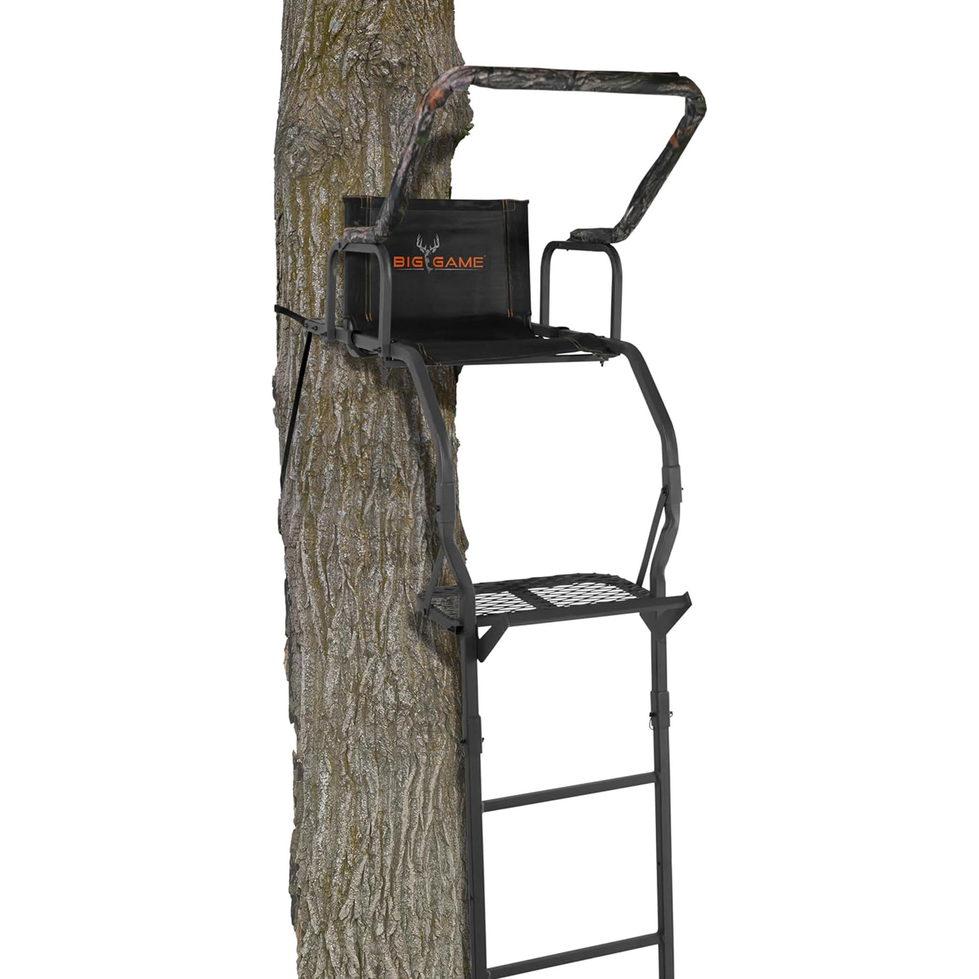 BIG GAME Warrior DXT Ladder Whitetail Deer Elk Mule Above Hunting Outdoors Flex-Tek Seat 17' Tall 1-Person Tree Stand