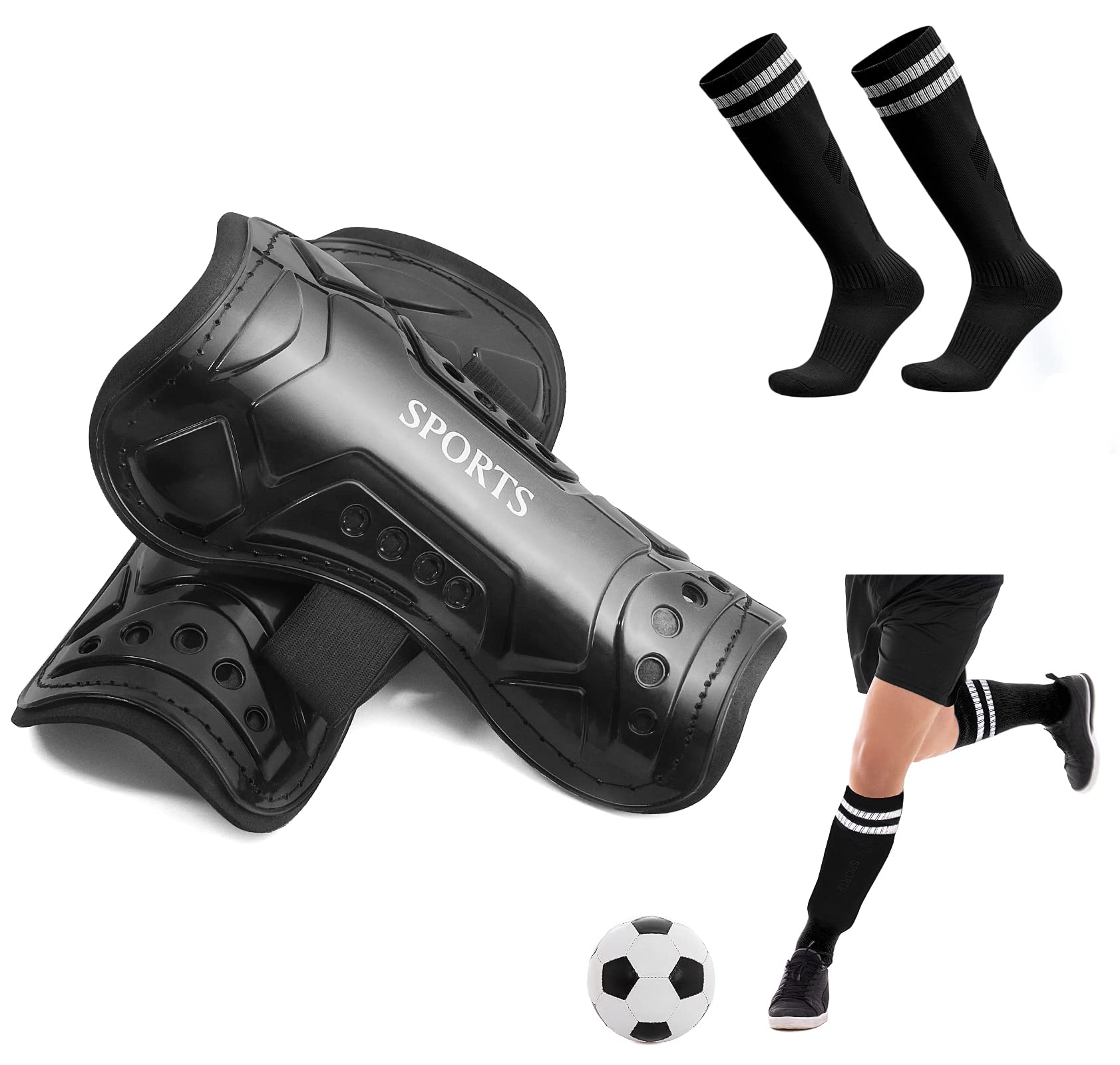 SumDirect Kids Soccer Shin Guards, Large Football Shin Pads for 9+ Years, Youth Child Shin Guards, Child Soccer Shin Pad