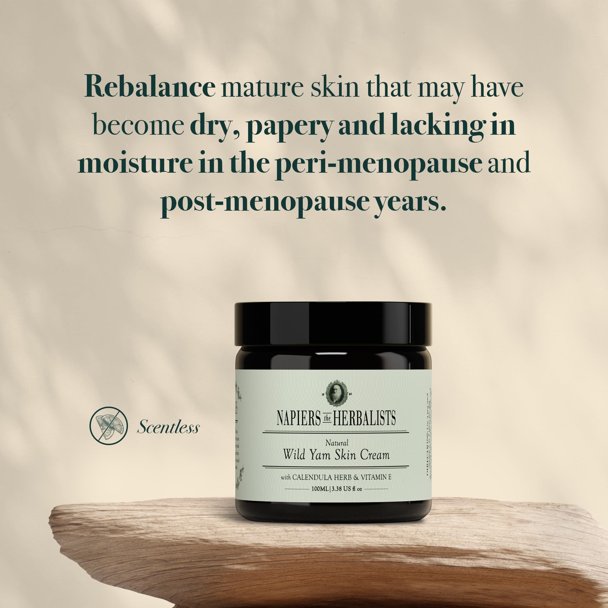 Napiers Vegan Wild Yam and Marigold Cream - Natural Relief for Menopause and Perimenopause Symptoms and Dry Skin - 100 ML (Scentless) - Image 2