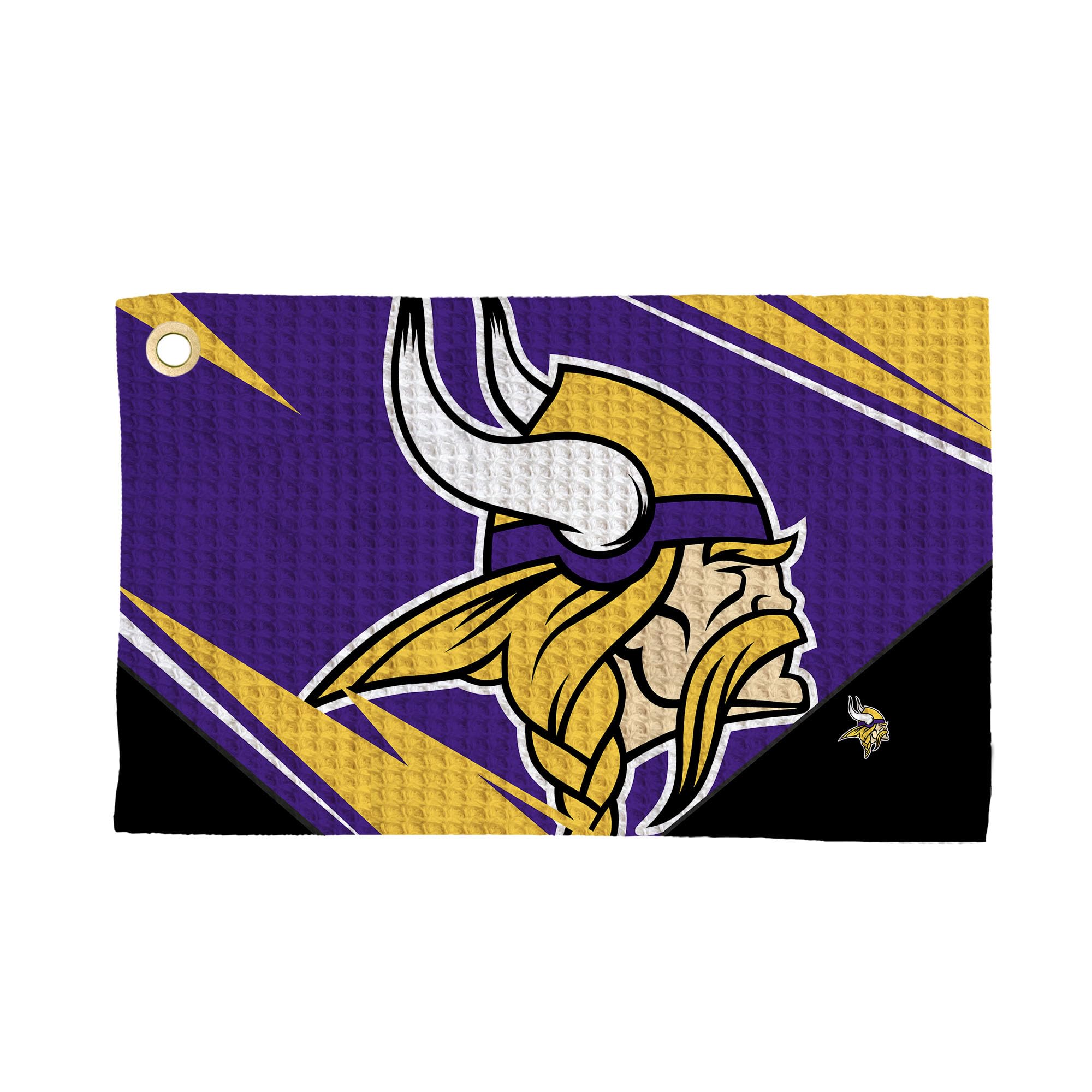 Northwest The Company Official NFL Microfiber Waffle Fabric Fan Golf Towel with Grommet, 16" x 25", Shred, Team Colors (Minnesota Vikings)