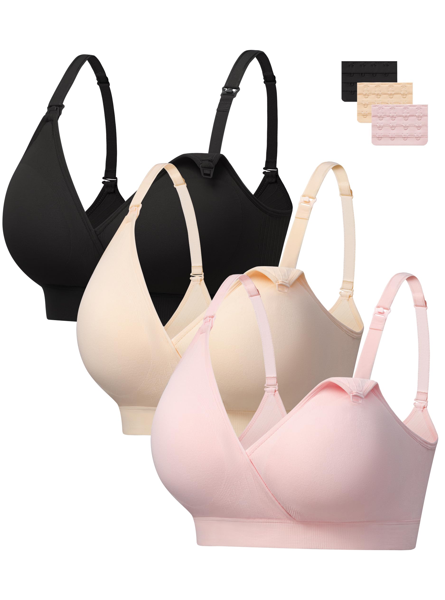 HBselect Nursing Bras for Breastfeeding, Seamless V Neck Maternity Bra Wireless Women Pregnancy Postpartum Bra Sleep Bralette