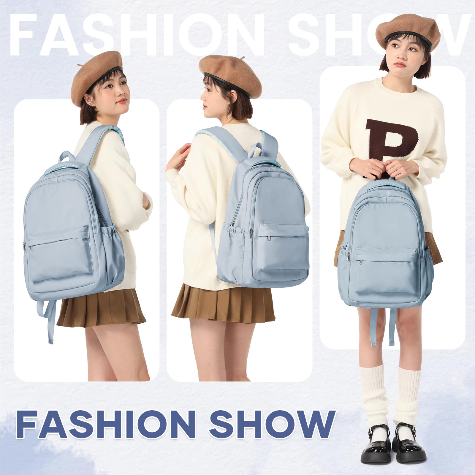 Sac a Dos College Fille Cartable Garçon Primaire Sacs à Dos Loisir Femme Homme Sac a Dos Ecole Scolaires d'école Fille Lycee Impermeable School Bag Bookbag,A3-Bleu