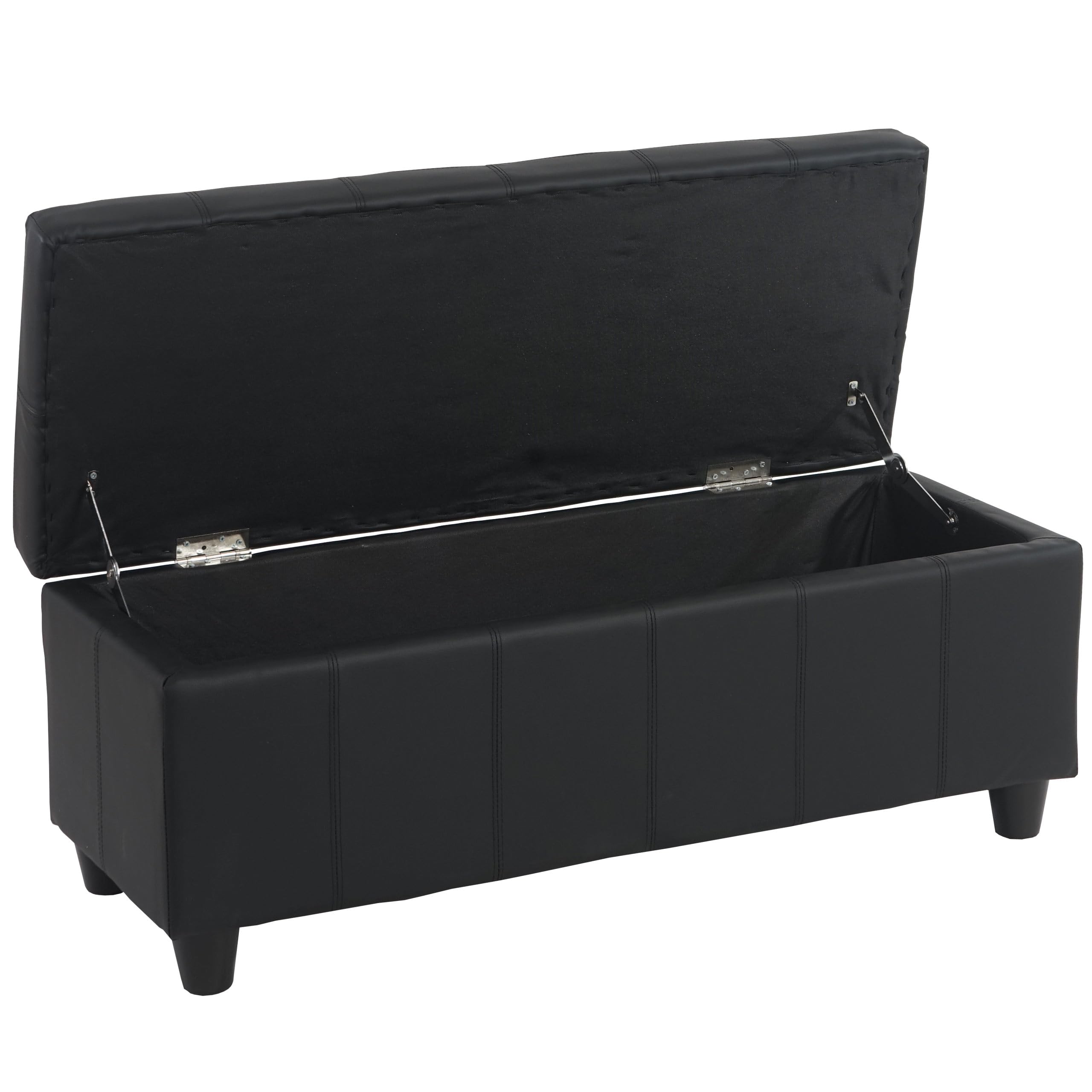 Mendler Banc/Banquette/Coffre de Rangement Kriens, 114x45x45cm, Similicuir - Noir Mat