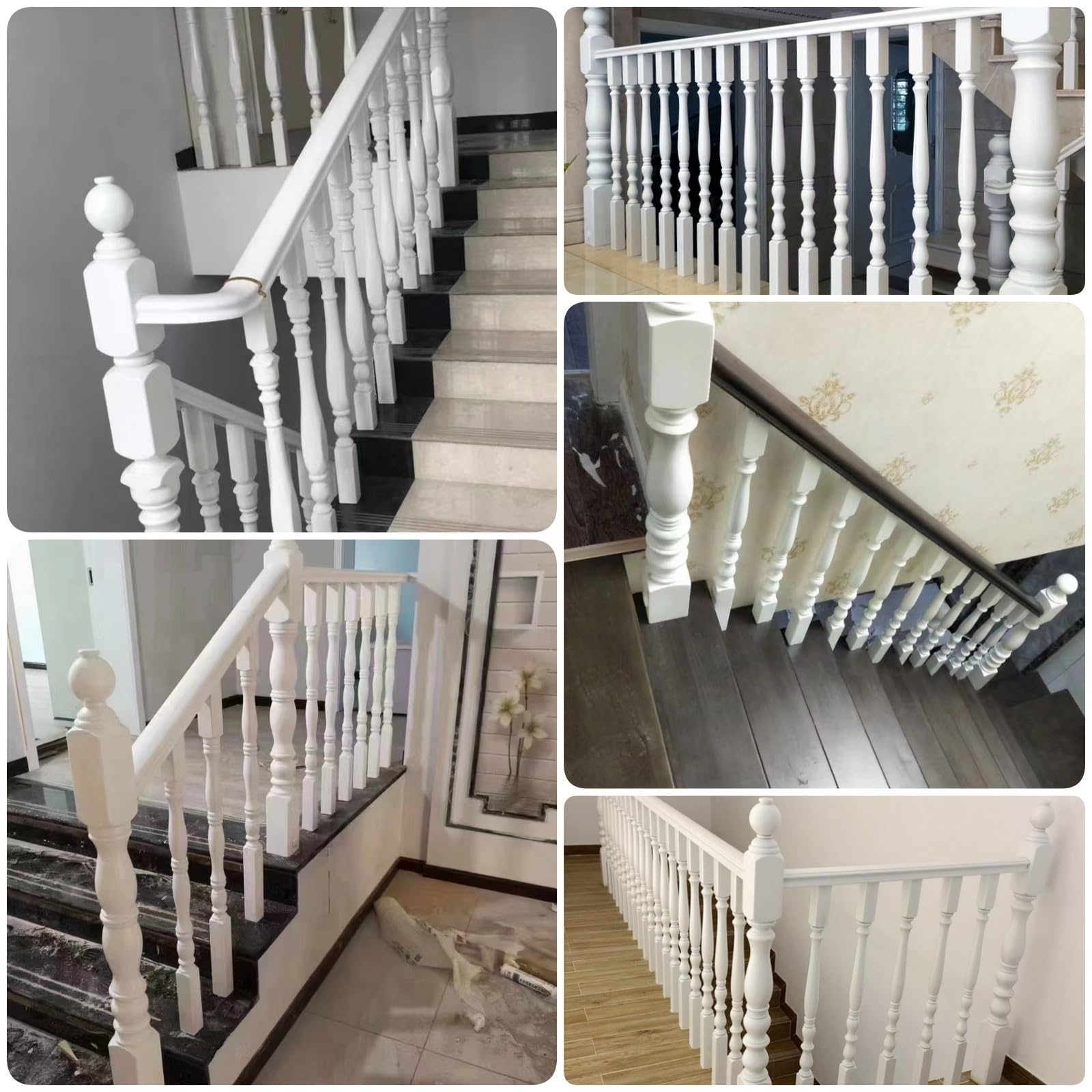 Białe drewniane wewnętrzne słupki tralki zestaw obrotów balustrad regulowany 270 mm/słupy tralki do korytarza, odpowiednie dla willi, loftów, apartamentów, żłobków, re