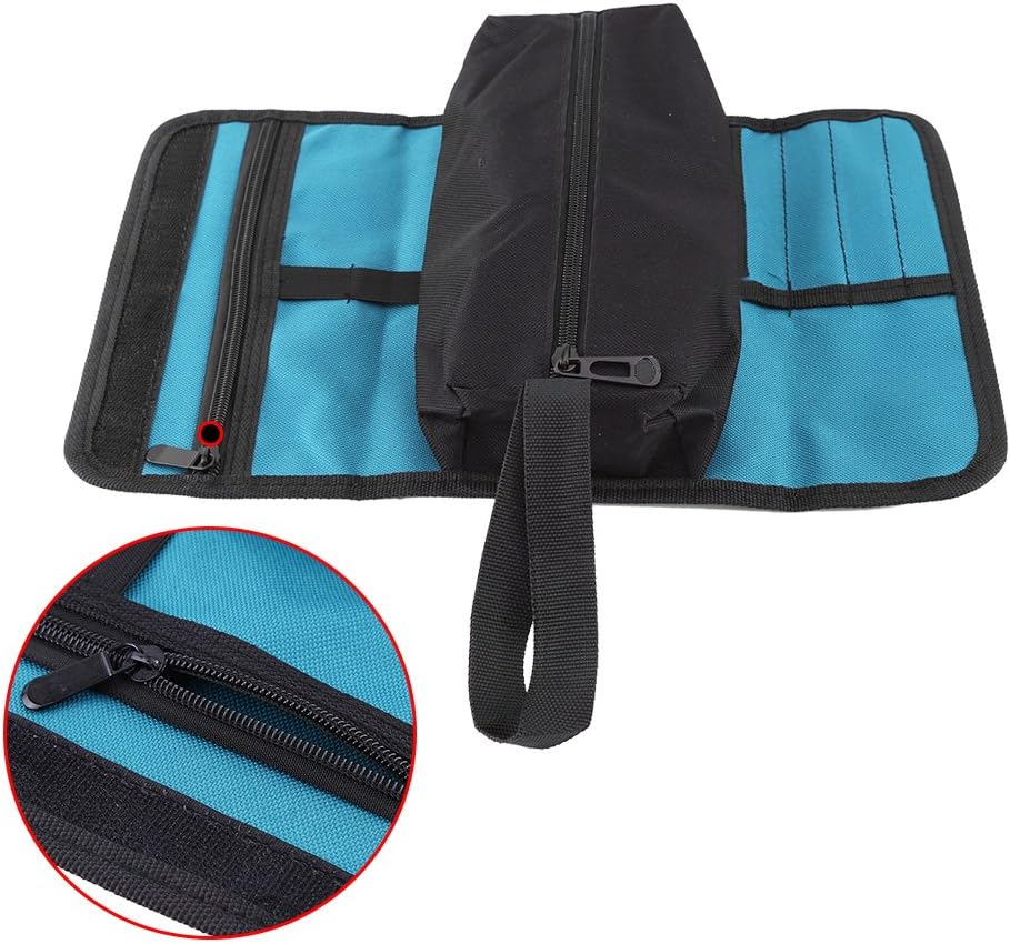 Tool Bag Roll Foldable Maintenance Tools Storage Holder Roll Bag Professional Electrician Techincian Homeowner Tools Carrier Organizer Bag Oxford Cloth Convenient Carry with Hand Strip
