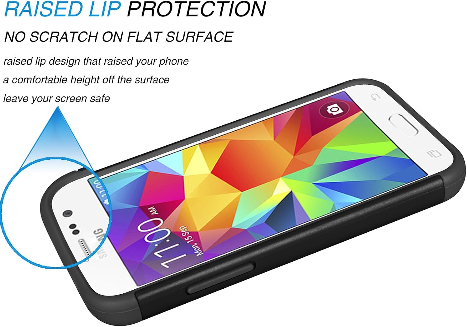 Tekcoo Core Prim Case, (TM) [Tmajor Series] [Coal Black] Shock Absorbing Hybrid Rubber Plastic Impact Defender Rugged Hard Protective Case Cover Shell for Samsung Galaxy Core Prim/Prevail LTE