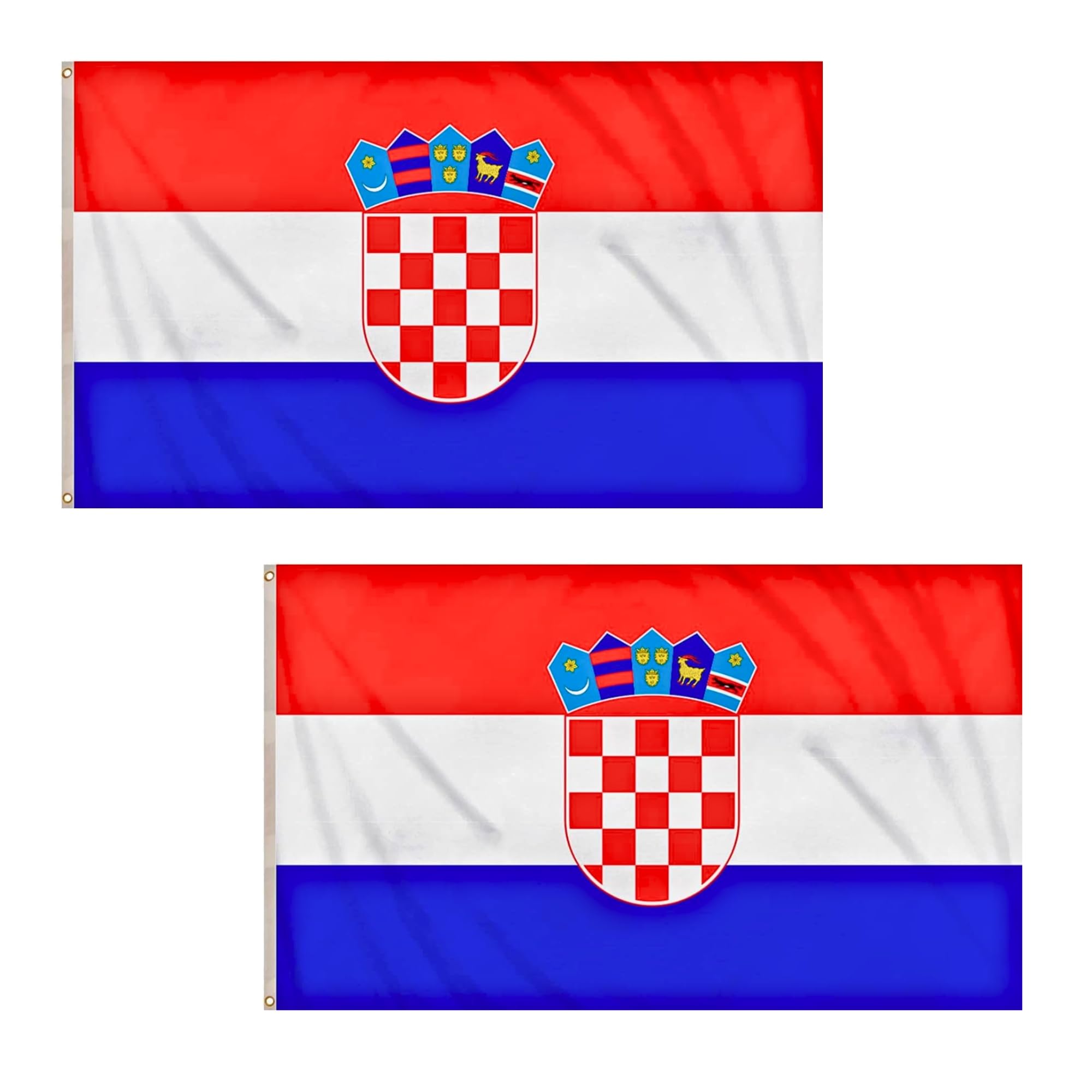 2 Pcs Croatia Flag 5ft x 3ft with Brass Eyelets – Polyester Croatian Flag Banner for Football Matches, Fan Zones, Home & Garden Display — image 1