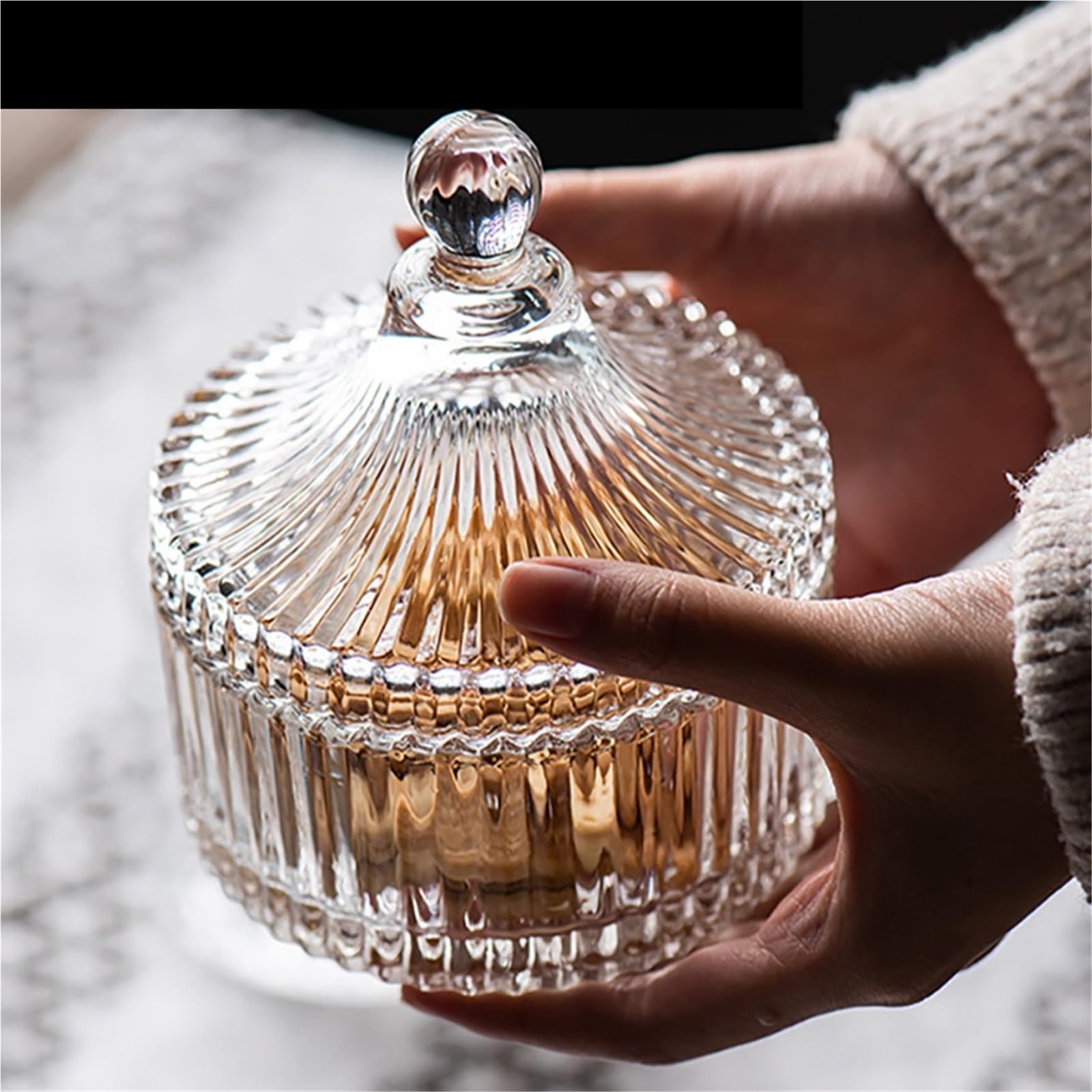 Tarro De Caramelos Tarro de Cristal for Almacenamiento de Dulces, Recipiente de Cristal con Tapa, Platos Dulces, joyería, azúcar, decoración Interior del hogar, 300ml para Guardar Caramelos