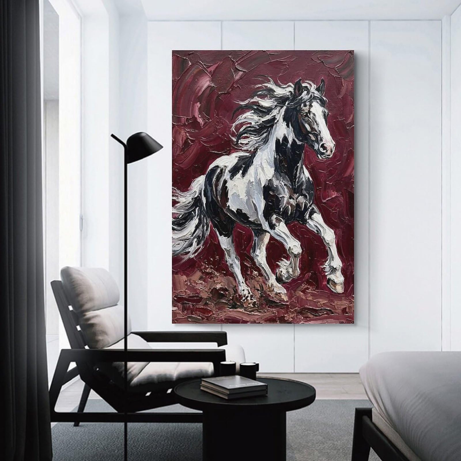 Junmoney Galloping Paint Horse Painting Home Decor Wall Art 08x12inch(20x30cm), for Office, Study Or Home Workspace, Home Office Artwork with Decorative Appeal
