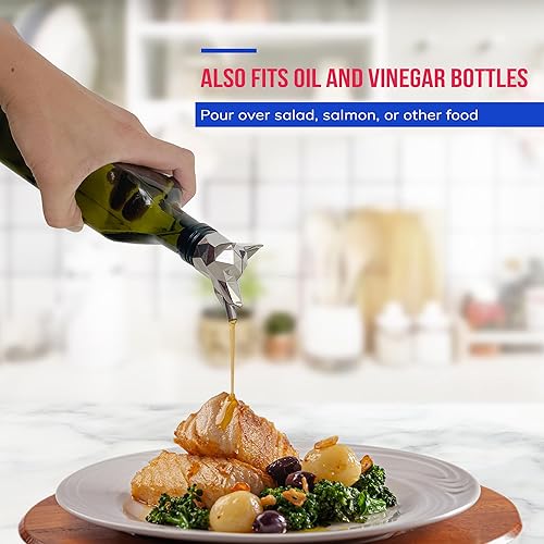 Miniatura 6 de TenTen Labs Vertedor de vino  Boquilla de licor para perros  Vertedor de botellas de acero inoxidable  Sin goteo ni derrames  Vertedor de aceite de
