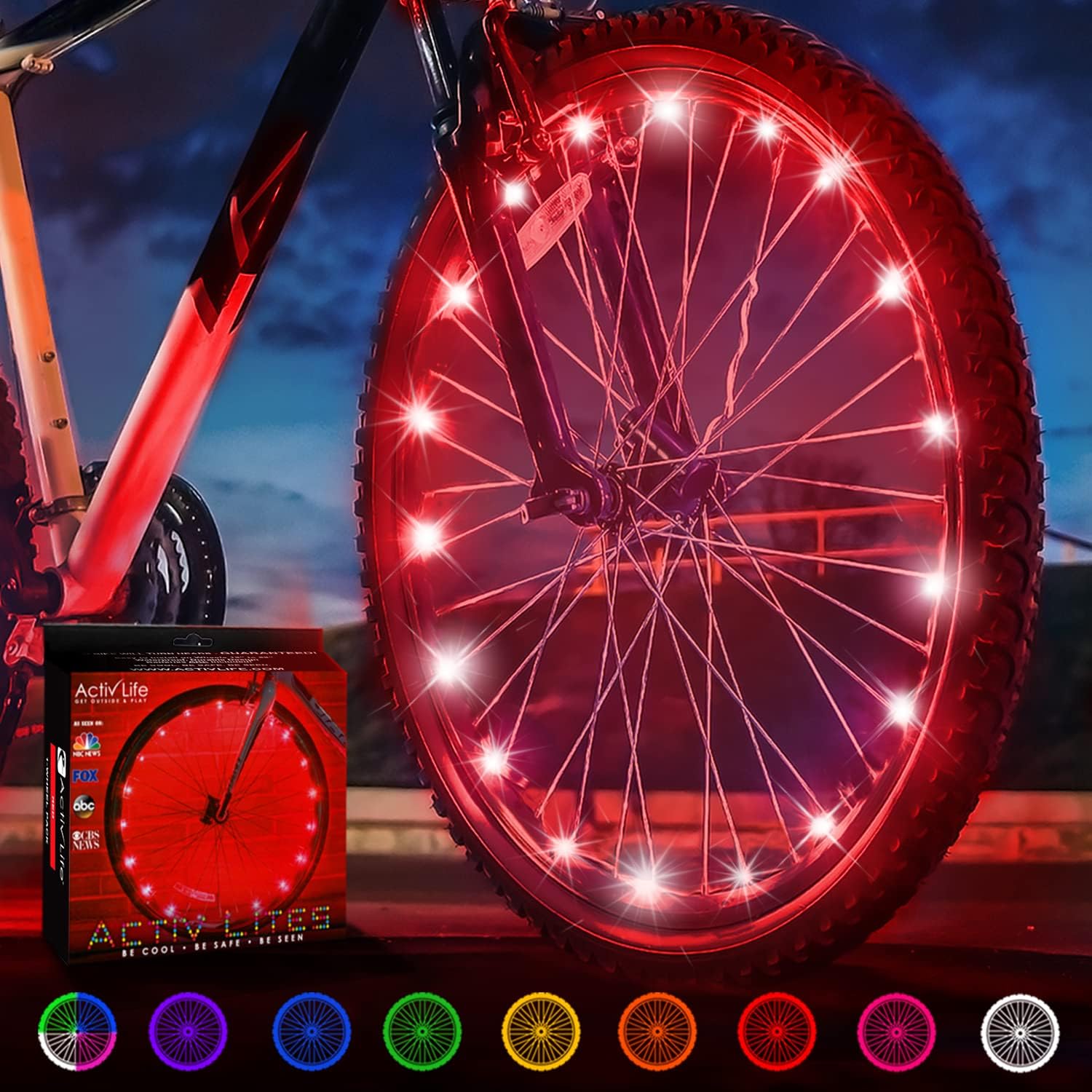 Activ Life LED Bike Wheel Lights with Batteries Included! Get 100% Brighter and Visible from All Angles for Ultimate Safety & Style (1 Tire Pack)