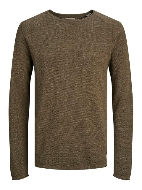 JACK & JONES JJEHILL męski sweter z dzianiny, okrągły dekolt, z długim rękawem, bawełna