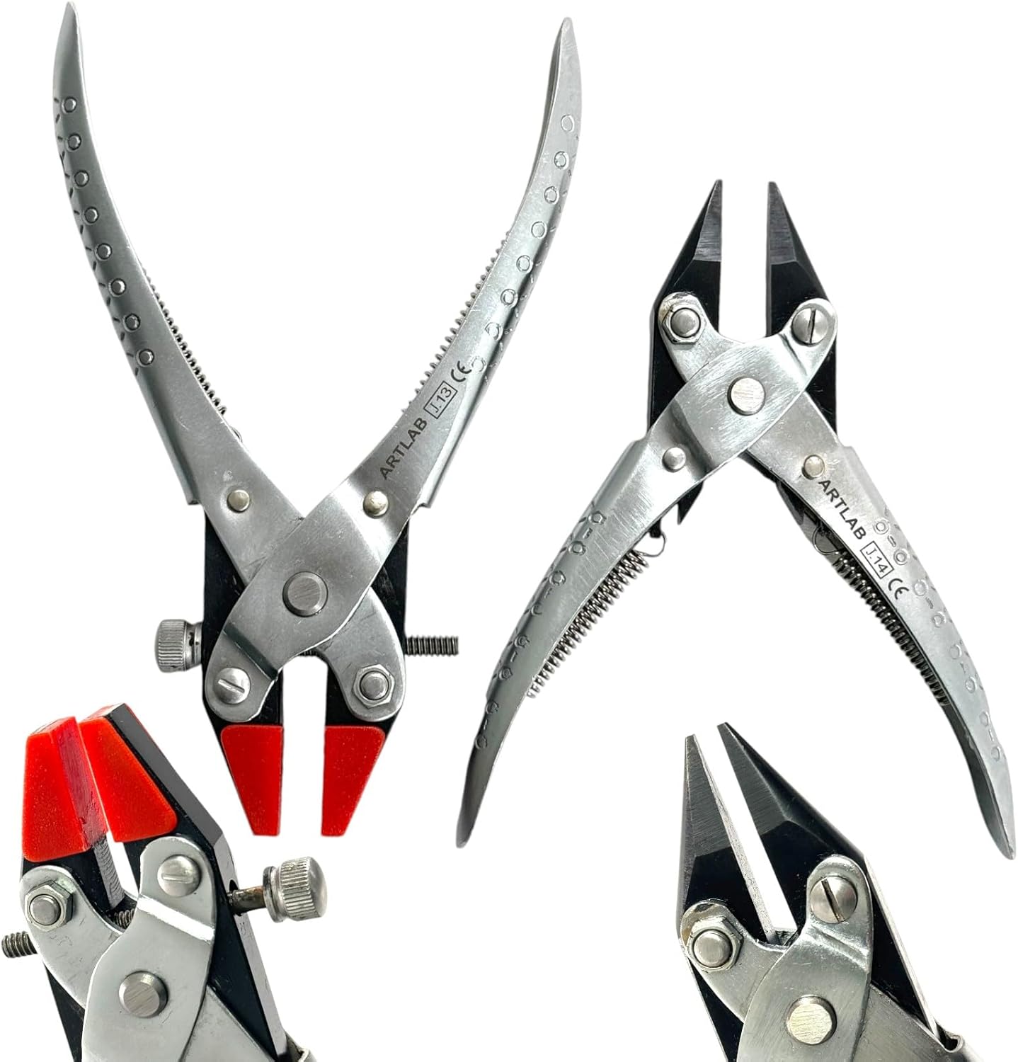 Essential Jeweler Parallel Pliers - Wire Bending, Wire Shaping, Beading, Jewelry Repair Parallel-Action Pliers | Apply Even Pressure Every Time. ((#J13+#J14) - Set of 2)