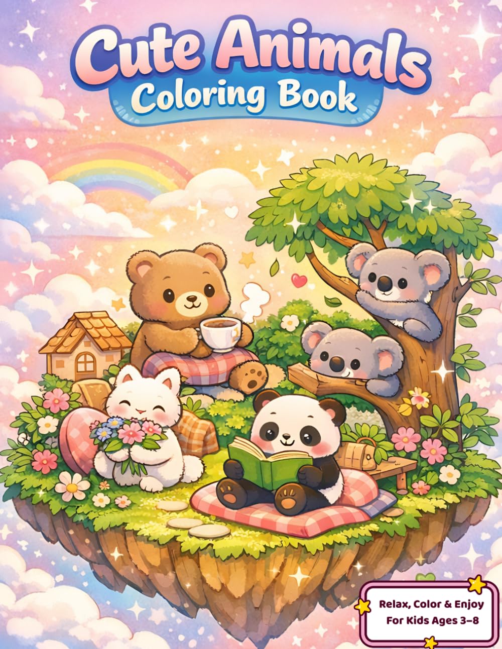 Cute Animals Coloring Book: Stress Relief Coloring Book with Cute & Cozy Animal Scenes