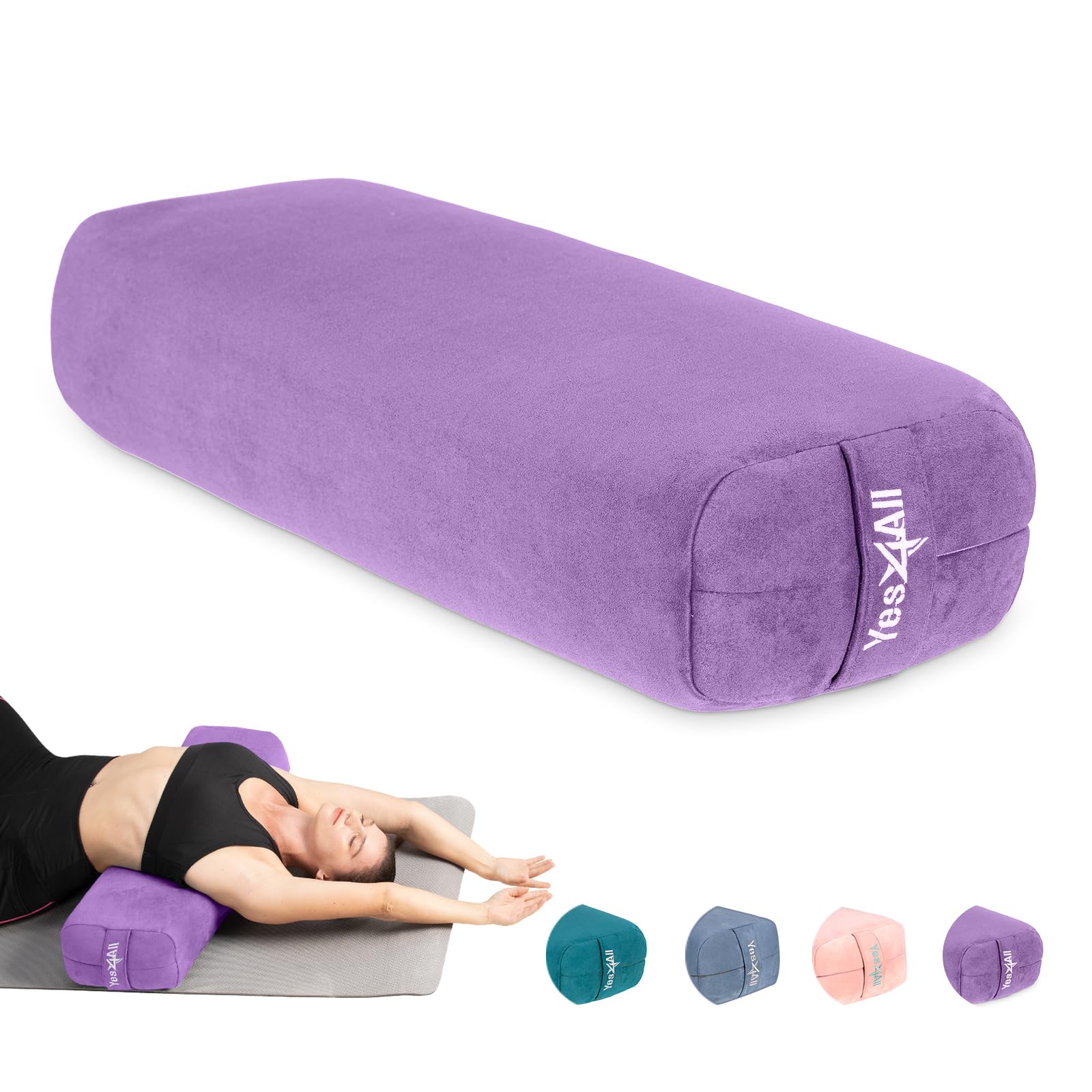 Yes4All Triple-Layer Sponge Yoga Bolster Pillow for Restorative Yoga & Meditation - Versatile Yoga Support Pillow, Balance & Poses Modification