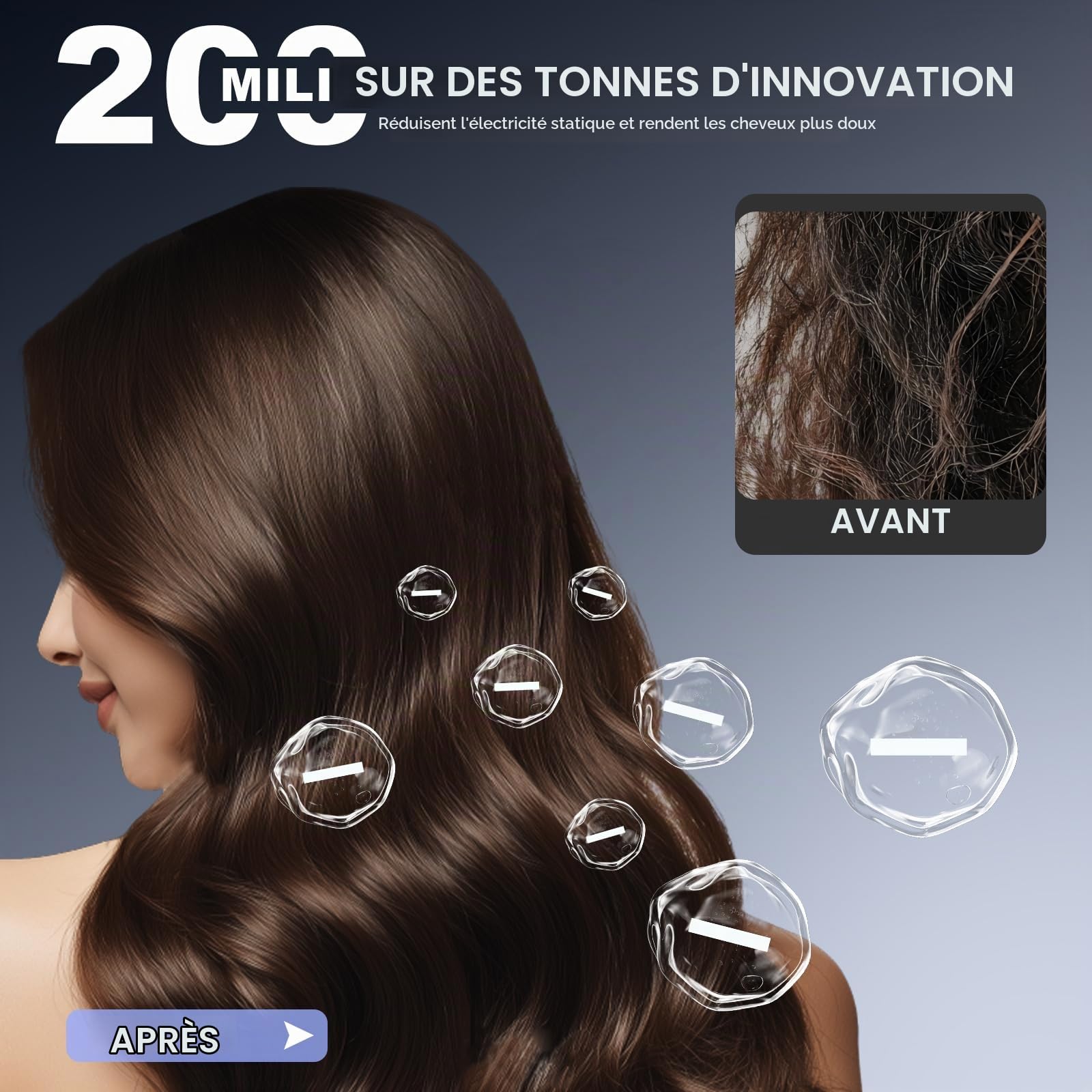 Sèche Cheveux Professionnel,200 Millions ionique Négatifs, Seche Cheveux Mural de 2000W avec Moteur DC,Hair Dryer Hôtels, B&B et Maison,Noir