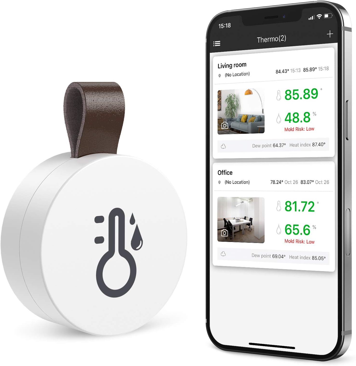 ORIAWireless Thermometer Hygrometer, Mini Bluetooth Humidity Temperature Sensor with Data Export and Alert, Temp Humidity Monitor for House