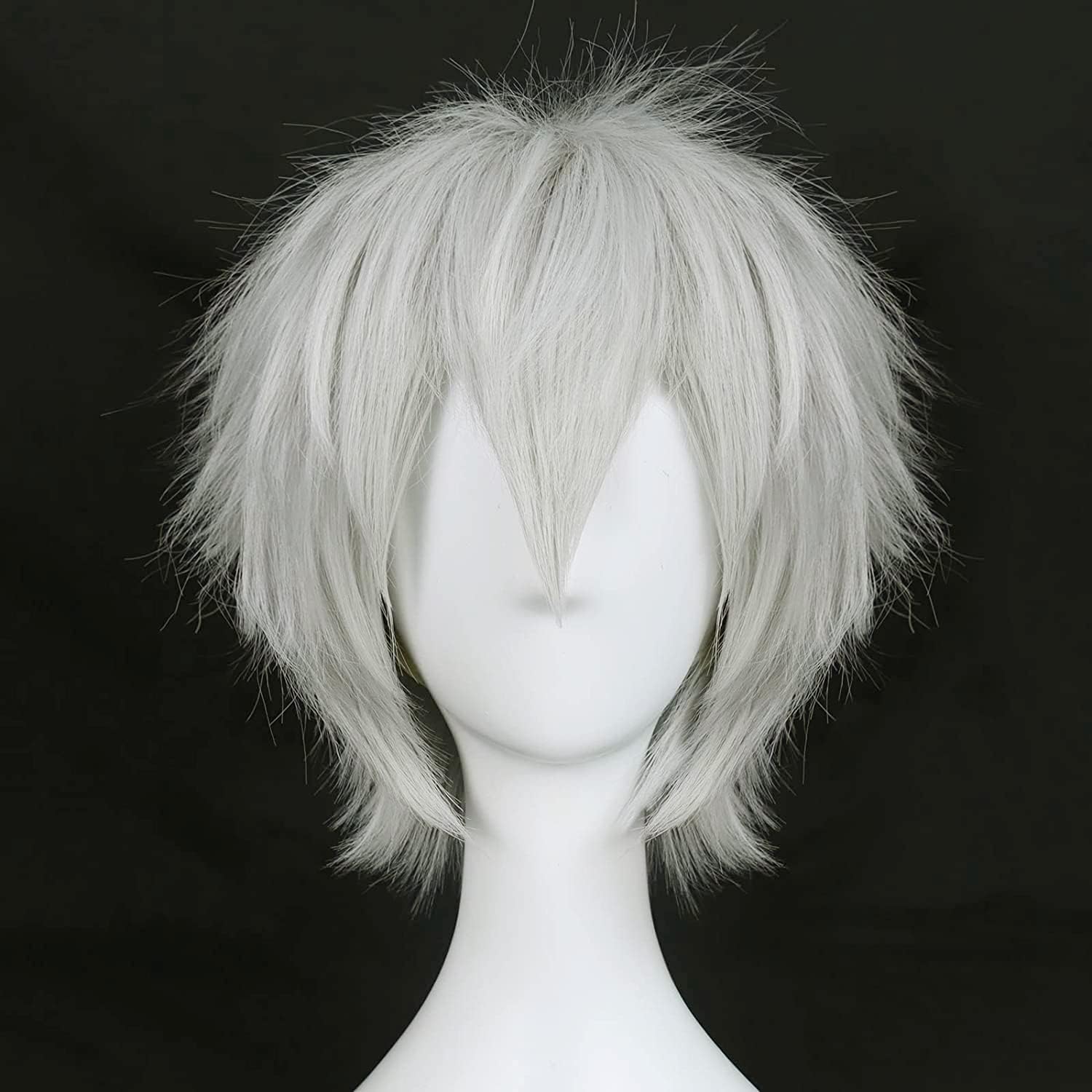 YEESHEDO Unisex Short Bob Anime Cosplay Wigs Full Natural Layer Straight Fluffy Hair Costume Party Fancy Dress Wig for Women Men Boy Girls (Silver Gray) - Image 3